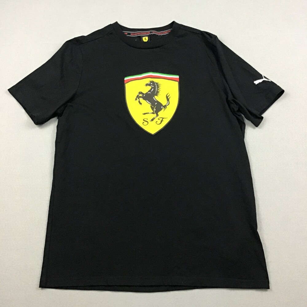 Puma Shirt Men Medium Black Scuderia Ferrari Graphic Tee Crewneck Pullover M